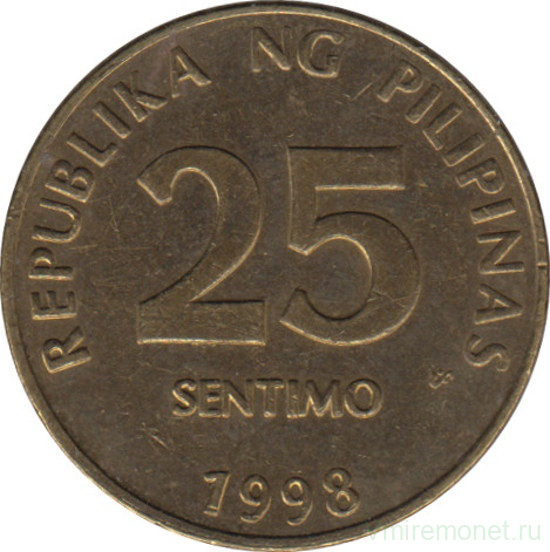 Монета. Филиппины. 25 сентимо 1998 год.
