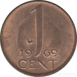 Монета. Нидерланды. 1 цент 1969 год. Петух.