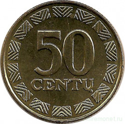 Монета. Литва. 50 центов 1997 год.
