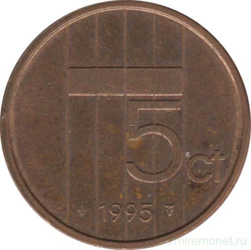 Монета. Нидерланды. 5 центов 1995 год.