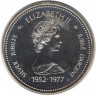 Монета. Канада. 1 доллар 1977 год. 25 лет вступлению на престол Королевы Елизаветы II.