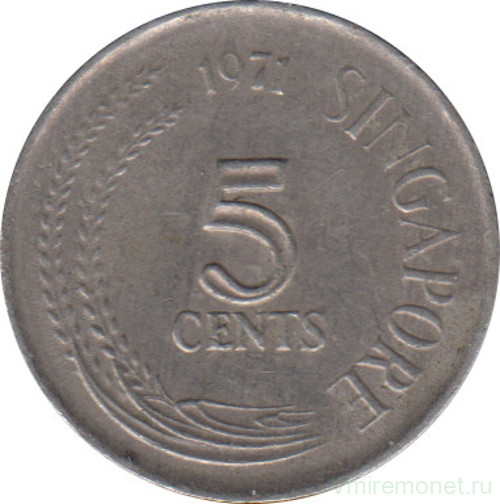 Монета. Сингапур. 5 центов 1971 год.