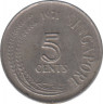 Монета. Сингапур. 5 центов 1971 год. ав.
