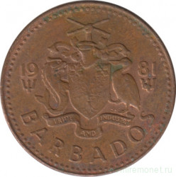 Монета. Барбадос. 1 цент 1981 год.