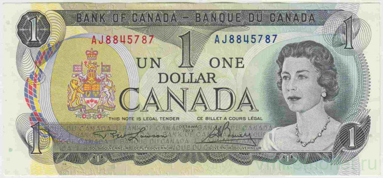 Банкнота. Канада. 1 доллар 1973 год. Тип 85а (1).