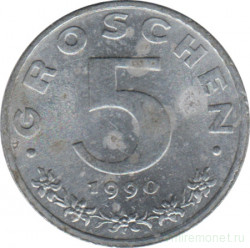 Монета. Австрия. 5 грошей 1990 год.