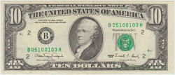 Банкнота. США. 10 долларов 1990 год. B. Тип 486.