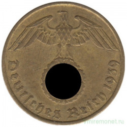 Монета. Германия. Третий Рейх. 5 рейхспфеннигов 1939 год. Монетный двор - Гамбург (J).