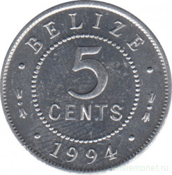 Монета. Белиз. 5 центов 1994 год.