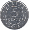 Монета. Белиз. 5 центов 1994 год. ав.