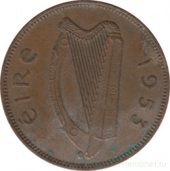 Монета. Ирландия. 1/2 пенни 1953 год.