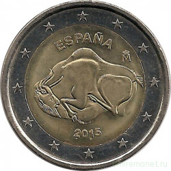 Монета. Испания. 2 евро 2015 год. Пещера Альтамира.