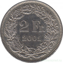 Монета. Швейцария. 2 франка 2001 год.