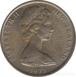 Монета. Новая Зеландия. 20 центов 1973 год.