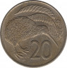 Монета. Новая Зеландия. 20 центов 1973 год. рев.
