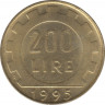 Монета. Италия. 200 лир 1995 год. ав.