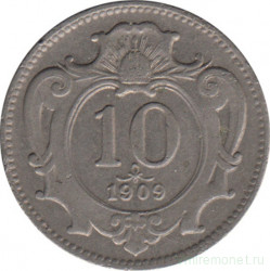 Монета. Австро-Венгерская империя. 10 геллеров 1909 год.