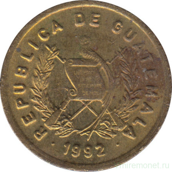 Монета. Гватемала. 1 сентаво 1992 год.