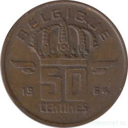 Монета. Бельгия. 50 сантимов 1964 год. BELGIQUE.