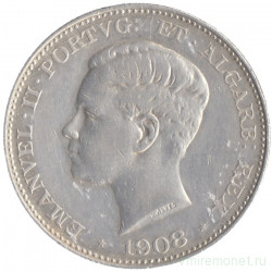 Монета. Португалия. 500 рейсов 1908 год. Мануэл II.