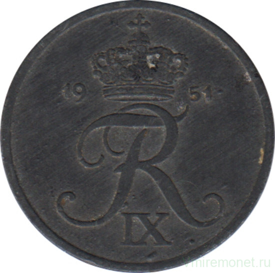 Монета. Дания. 1 эре 1951 год.