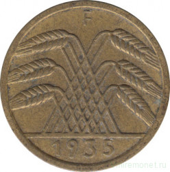 Монета. Германия. Веймарская республика. 5 рейхспфеннигов 1935 год. Монетный двор - Штутгарт (F).