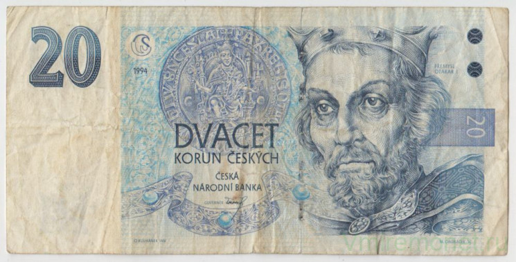 Банкнота. Чехия. 20 крон 1994 год. Тип 10а.