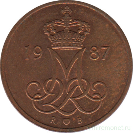 Монета. Дания. 5 эре 1987 год.