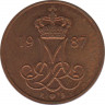 Монета. Дания. 5 эре 1987 год.ав.