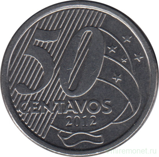 Монета. Бразилия. 50 сентаво 2012 год.