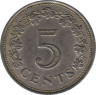  Монета. Мальта. 5 центов 1972 год. рев.