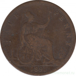 Монета. Великобритания. 1/2 пенни 1891 год.