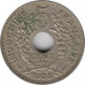 Монета. Французский Индокитай. 5 сантимов 1939 год. ав.