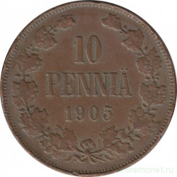 Монета. Русская Финляндия. 10 пенни 1905 год.
