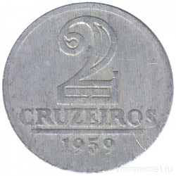 Монета. Бразилия. 2 крузейро 1959 год.