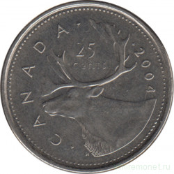 Монета. Канада. 25 центов 2004 год.