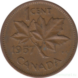 Монета. Канада. 1 цент 1957 год.