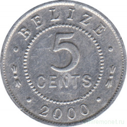 Монета. Белиз. 5 центов 2000 год.