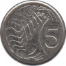 Монета. Каймановы острова. 5 центов 1999 год. ав.