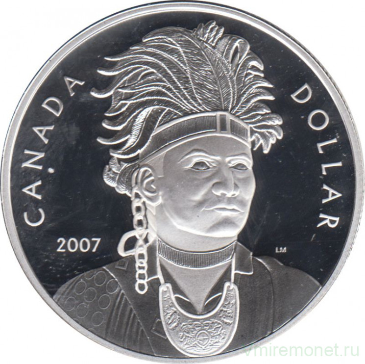 Монета. Канада. 1 доллар 2007 год. Индеец.