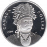 Монета. Канада. 1 доллар 2007 года. Индеец. ав.