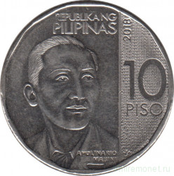 Монета. Филиппины. 10 песо 2018 год.