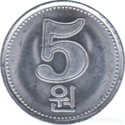 Монета. Северная Корея. 5 вон 2005 год.