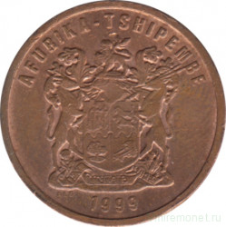 Монета. Южно-Африканская республика (ЮАР). 2 цента 1999 год.