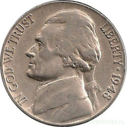 Монета. США. 5 центов 1948 год.