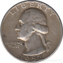 Монета. США. 25 центов 1952 год.