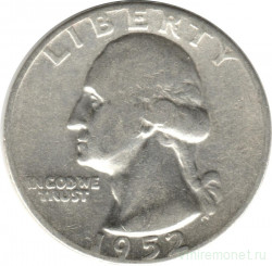 Монета. США. 25 центов 1952 год.