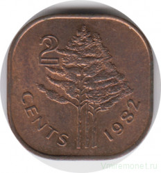 Монета. Свазиленд. 2 цента 1982 год.