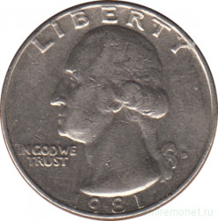 Монета. США. 25 центов 1981 год. Монетный двор D.