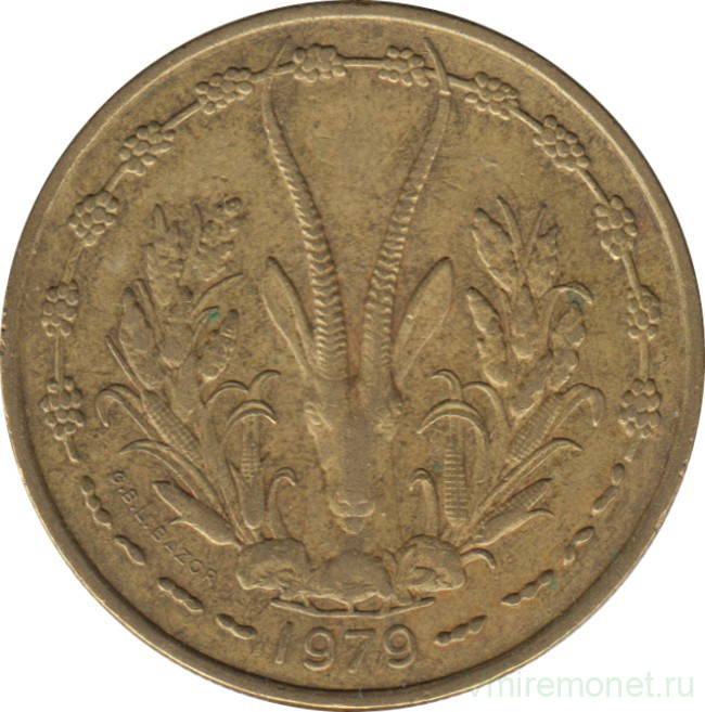 Монета. Западноафриканский экономический и валютный союз (ВСЕАО). 25 франков 1979 год.